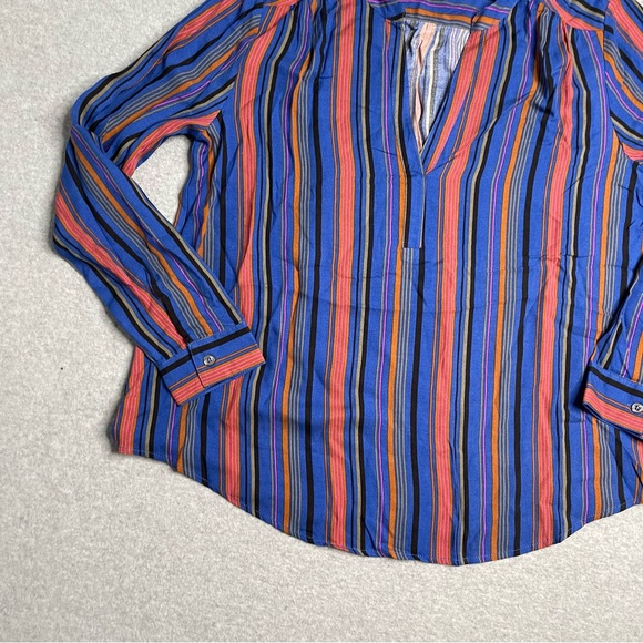 Allison Joy Shirt Womens Small Blue Cotton Striped Tunic Blouse Long Sleeve - Picture 6 of 12